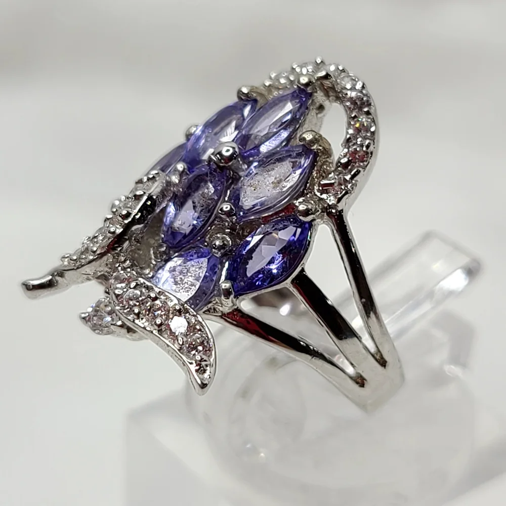 Tanzanite Cluster Ring